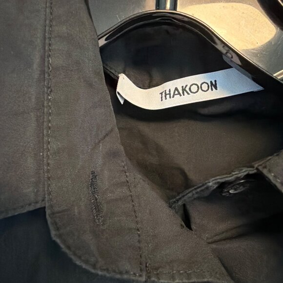 Thakoon Black Poplin Tie-Front Midi Shirt Dress - Picture 3 of 4